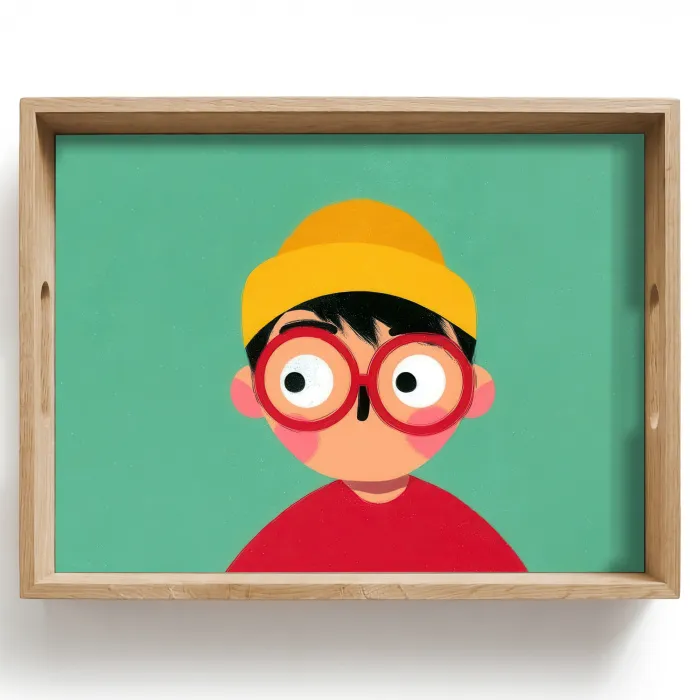 Jongen - Cartoon - Bril - Muts Dienblad Rechthoek middel -z3d_shopping