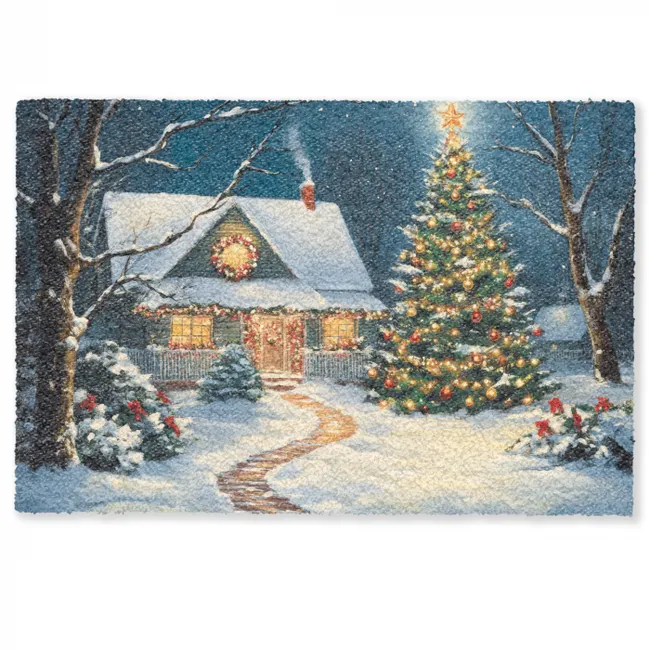 Kerst - Kerstboom - Winter - Huis - Sneeuw Deurmat klein -zkaufland3d