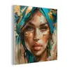 Vrouw - Portret - Goud - Luxe - Blauw plexiglas 5mm klein -z3d