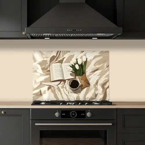 Boek - Illustratie - Tulpen - Koffie keuken achterwand spatscherm klein -sfeer1