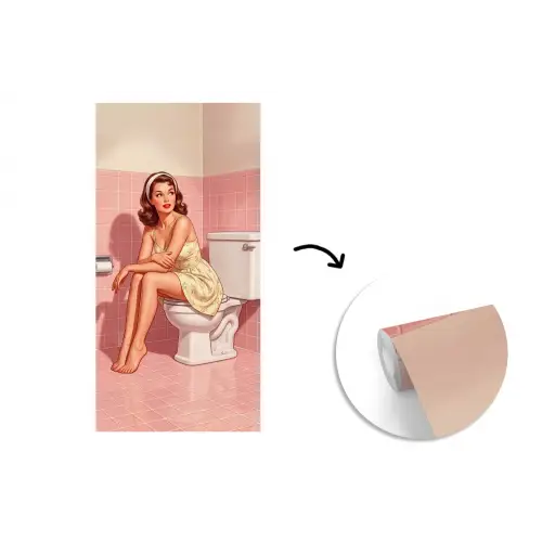 Roze - Retro - Vrouw fotobehang vinyl groot -3d