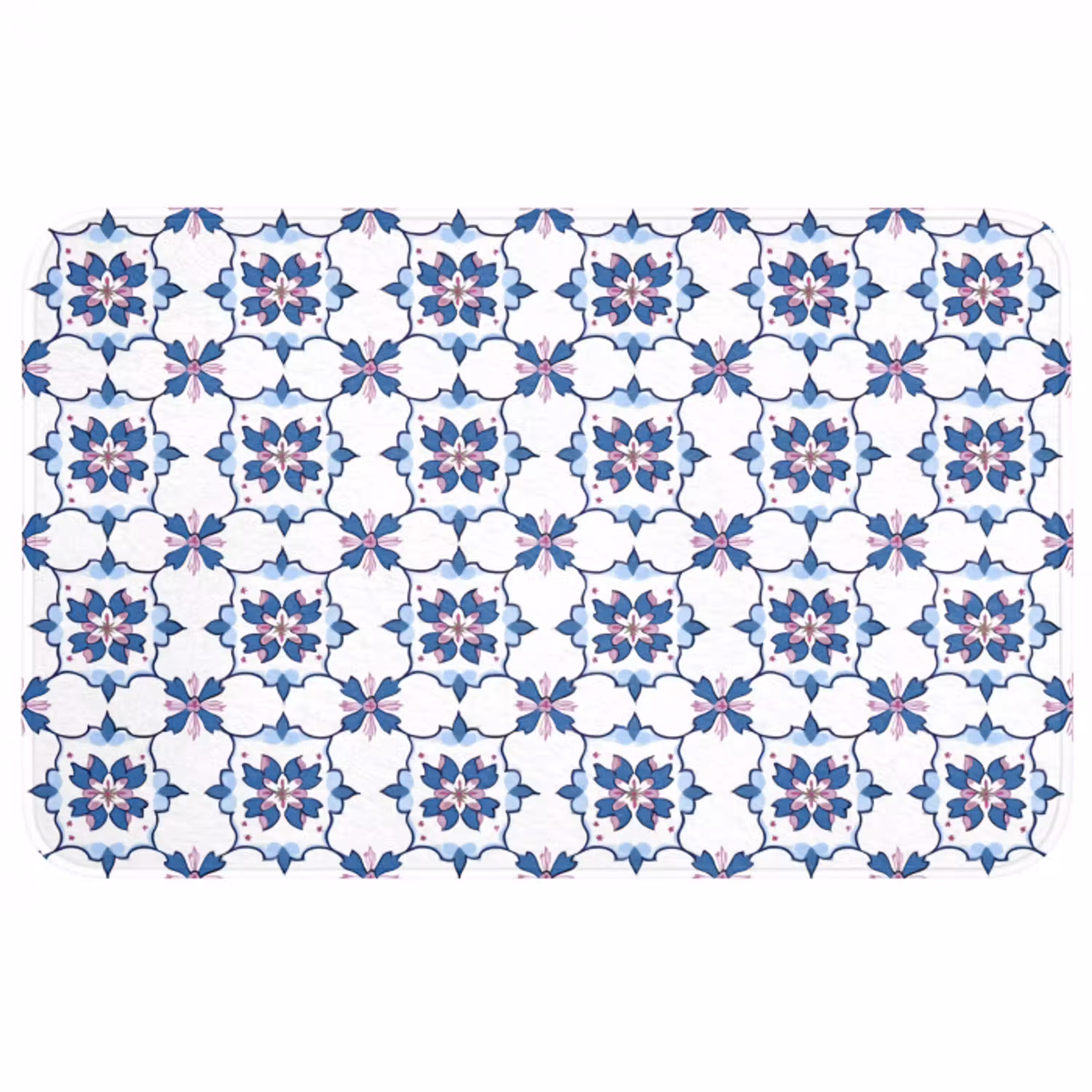 Modern - Patroon - Blauw - Roze WCmat middel 1009 -3d
