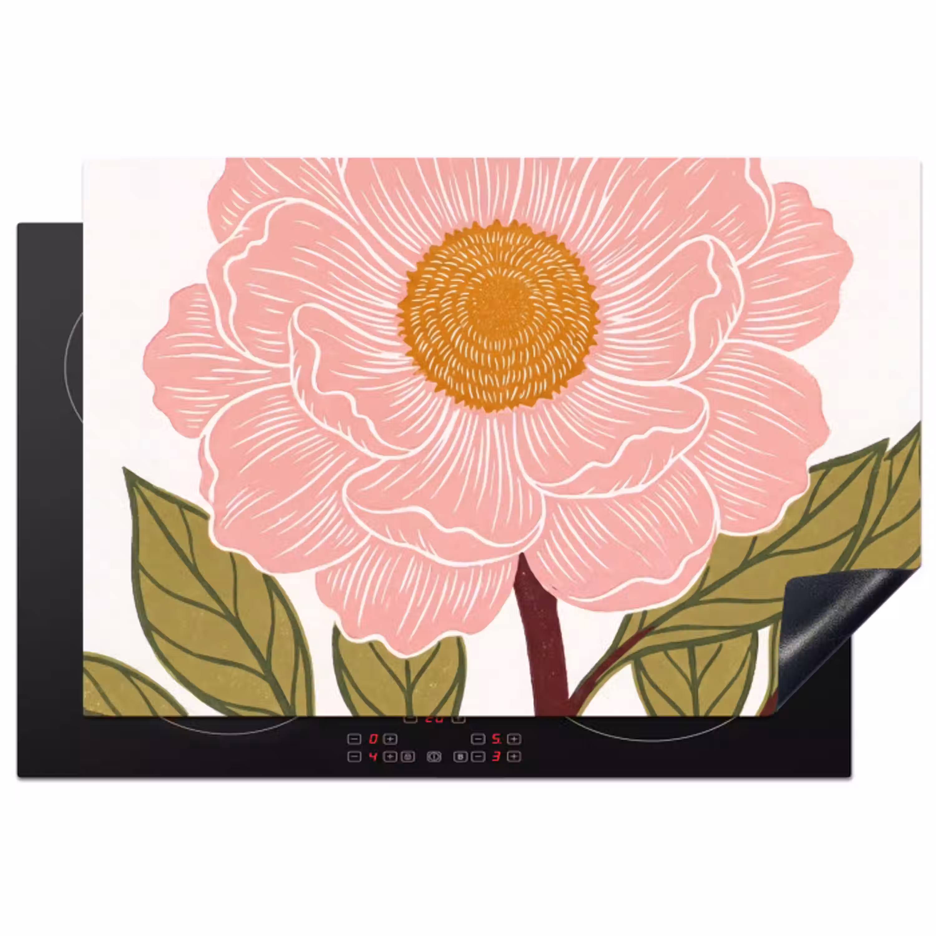 Bloemen - Roze - Illustratie Inductie beschermer vinyl 3mm klein -3d