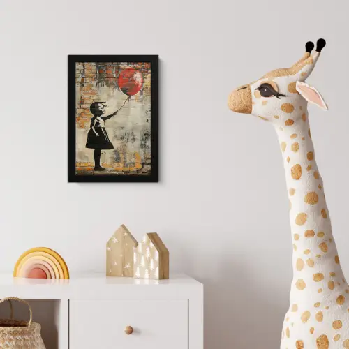 Graffiti - Banksy - Meisje - Street art fotolijst zwart zonder passe partout klein -usfeer4_kinderkamer