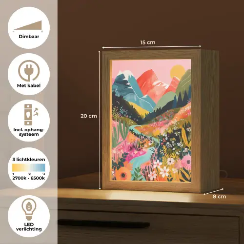 Rivier - Diepte - Bloemen Light Box met kabel (Tafellamp) klein -USP_NL