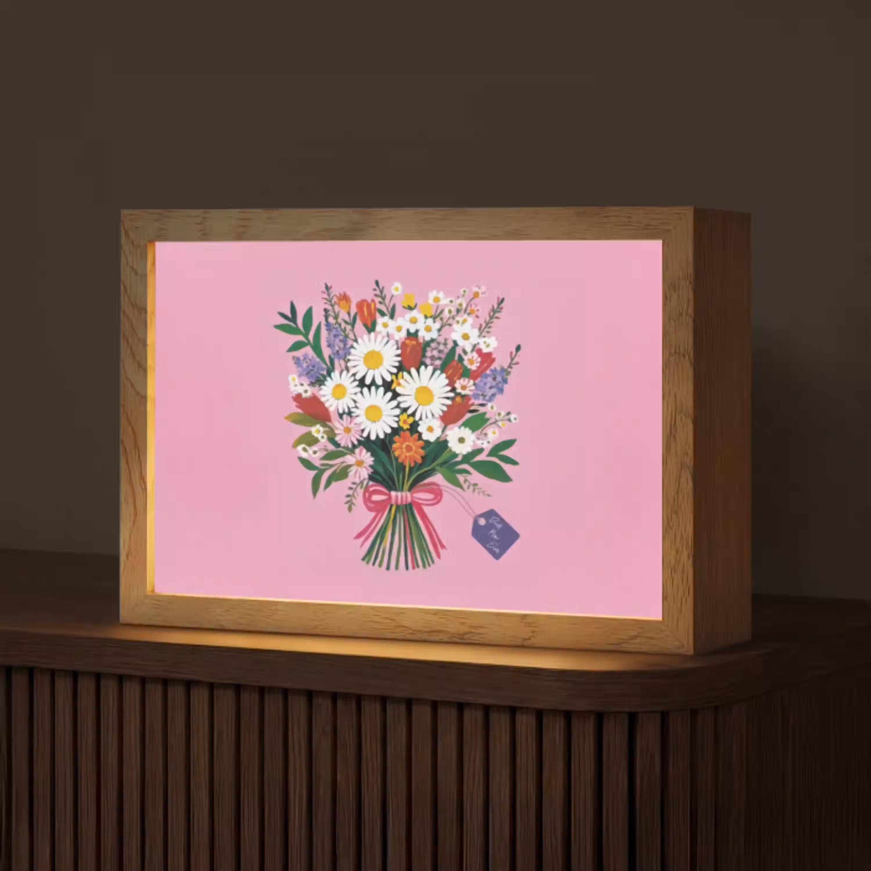 Bloemen - Quote - Kaartje - Kleurrijk Light Box met kabel (Tafellamp) klein -z3d_website