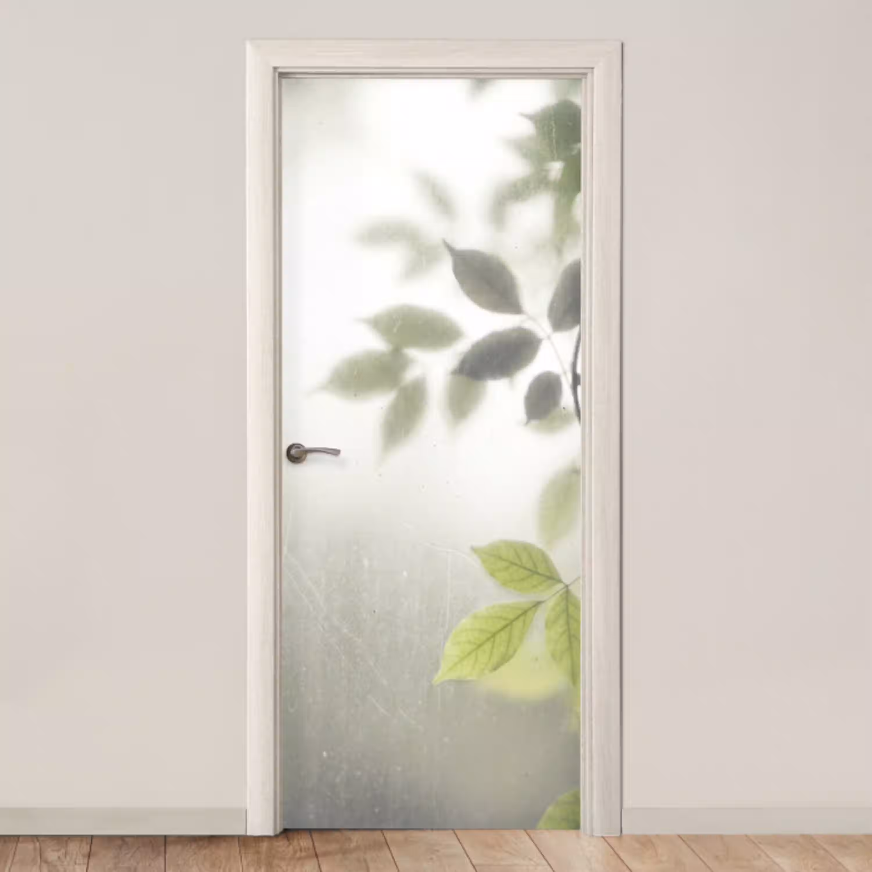 Blad - Schaduw - Natuur - Abstract - Groen deurposter klein -3d_beige