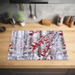 Bessen - Takken - Sneeuw - Winter - Kleurrijk Inductie beschermer vinyl 3mm klein -sfeer5