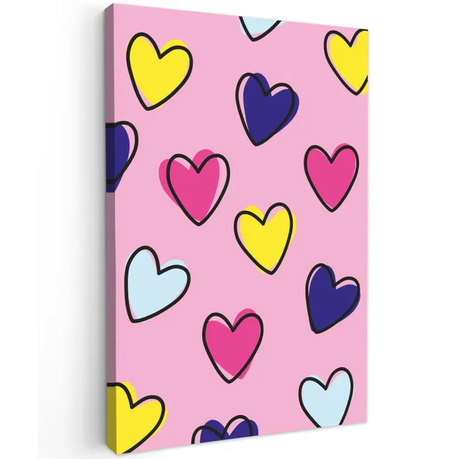 Hartjes - Valentijn - Patroon - Kleurrijk canvas 2cm klein -z3d