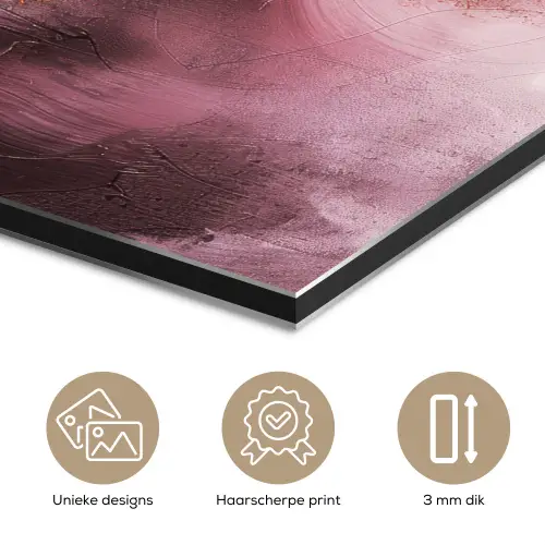 Watercolor - Goud - Roze - Abstract - Kunst aluminium wit klein -closeup_NL
