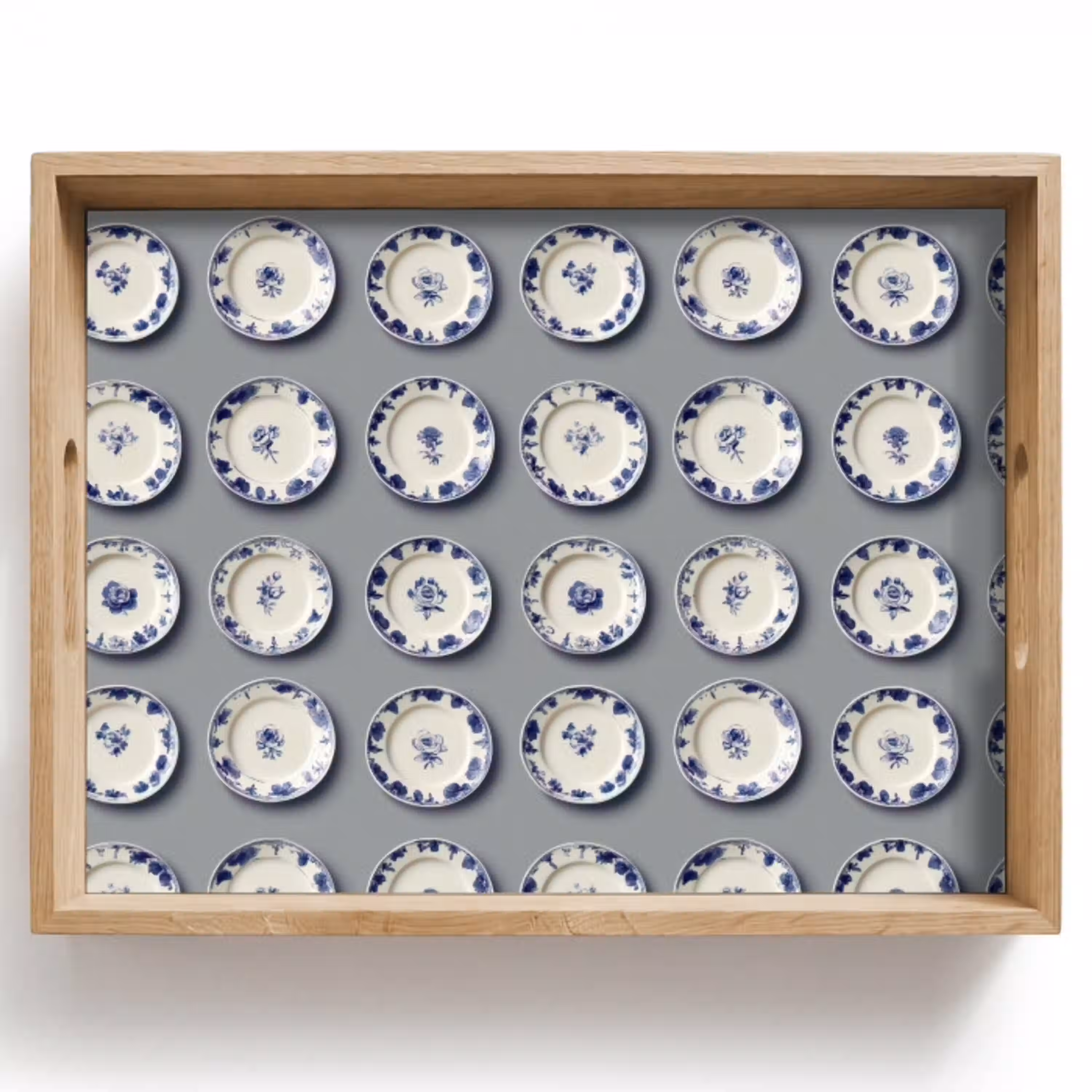 Borden - Bloemen - Blauw - Wit Dienblad Rechthoek middel 911 -z3d_shopping