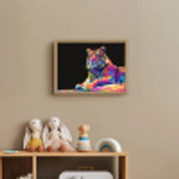 Tijger - Kleurrijk - Dieren - Zwart - Neon Light Box met batterij (Wandlamp kind) middel -sfeer2_kind
