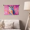 Uil - Roze - Blauw - Verf - Abstract Wandkleed katoen klein -sfeer4
