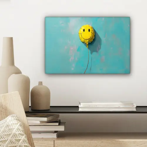 Ballon - Geel - Smiley canvas 2cm klein -sfeer6