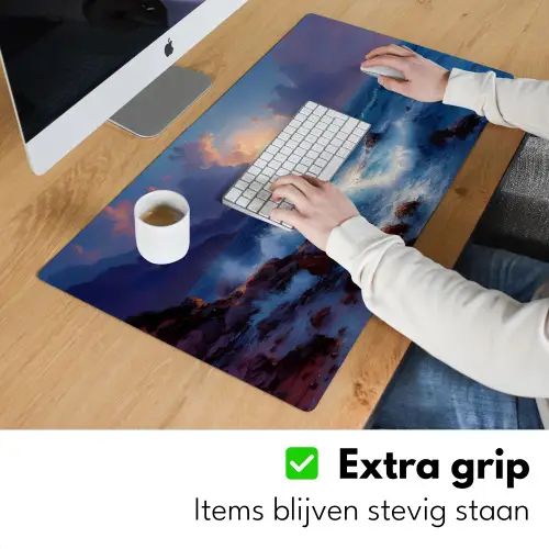 Golven - Zee - Kleurrijk - Rotsen Muismat XXL klein -sfeer3
