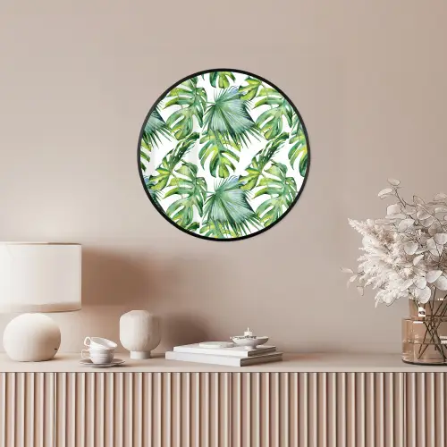 Bladeren - Monstera - Tropical - Jungle Fotolijst rond zonder passe partout klein -sfeer3