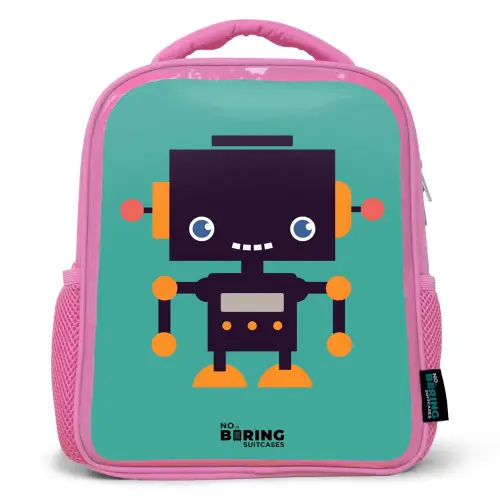 Groene robot Kinderrugzak - Roze middel -3d