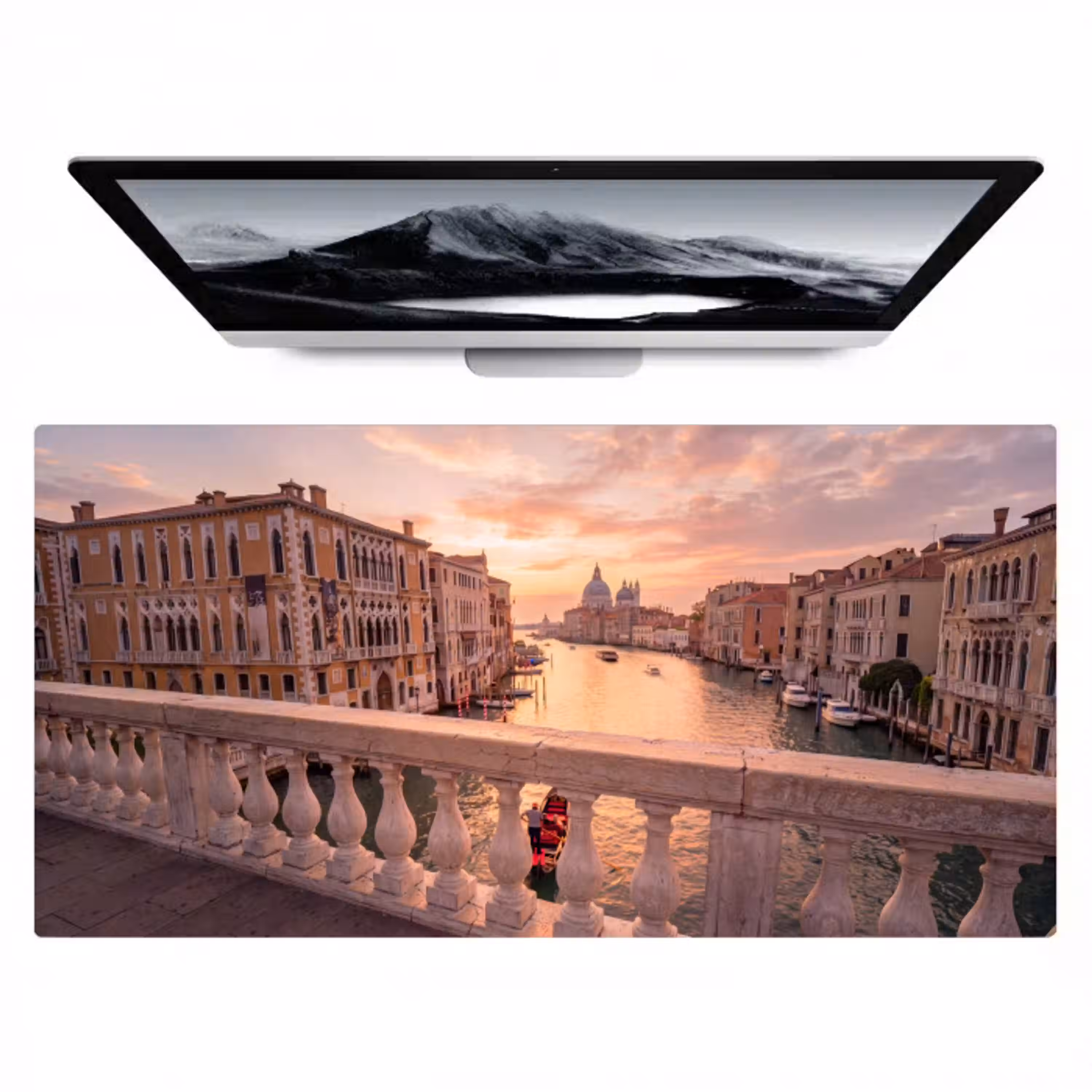 Stad - Venetië - Kanaal - Zonsopgang - Architectuur - Goud Muismat XXL klein -zzz3d