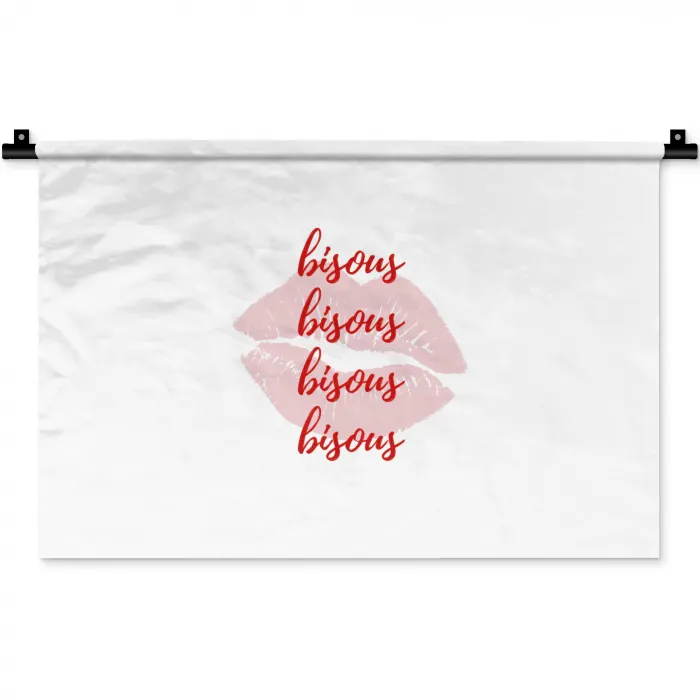 Bisous - Lip - Wit - Rood Wandkleed katoen klein -zz3d