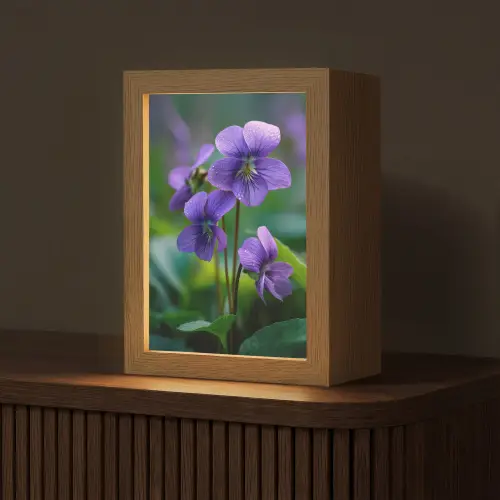 Viooltjes - Paars - Bloem - Bladeren Light Box met kabel (Tafellamp) klein -z3d_website