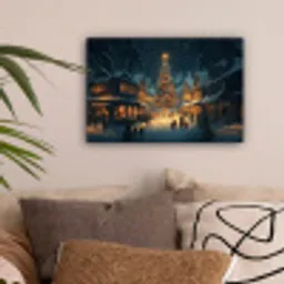 Kerstfeest - Dorp - Donker canvas 2cm klein -sfeer1