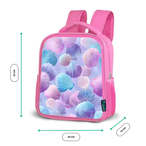 Schelpen - Paars - Blauw - Patroon Kinderrugzak - Roze middel -productfoto_formaten