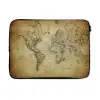 Wereldkaart - Vintage - Antiek - Bruin - Papier laptophoes neopreen klein -3d