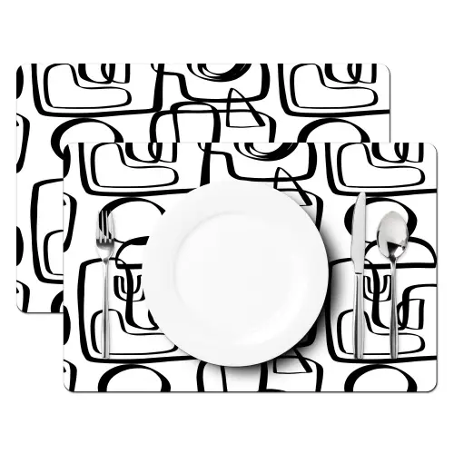 Lijnen - Zwart - Vorm - Abstract Placemat vinyl groot 368 -zzsfeer2_Kitchenyeah-website