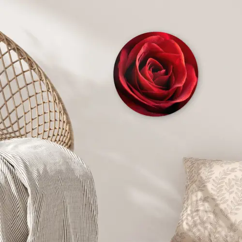Rood - Roos - Romantisch Wandcirkel kunststof plaat 5mm dik klein -sfeer5