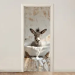 Ezel - Dier - Vintage - Badkuip deurposter klein -3d_beige