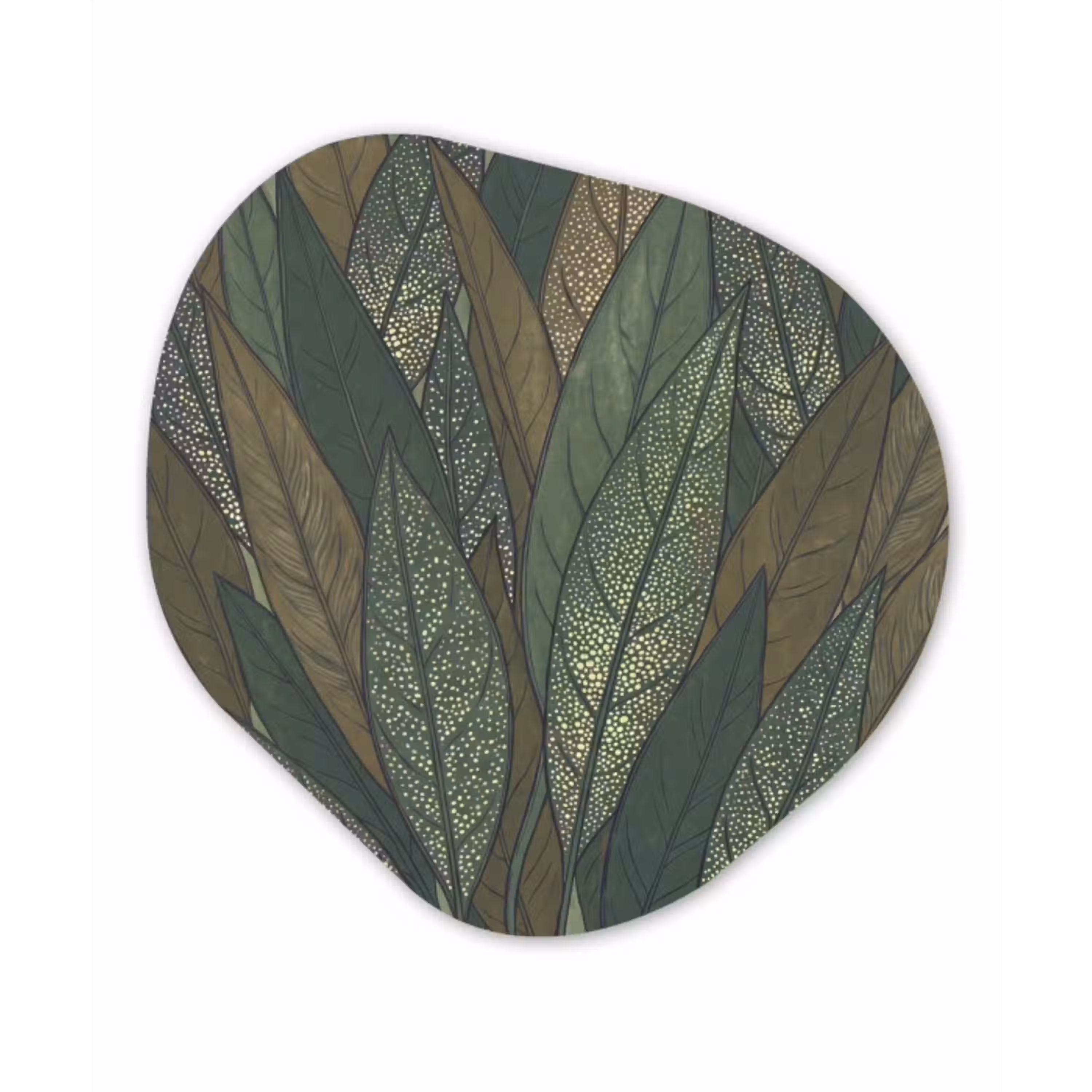 Bladeren - Patroon - Gestippeld - Natuur - Groen Wandcirkel Organisch Forex 3mm klein -3d
