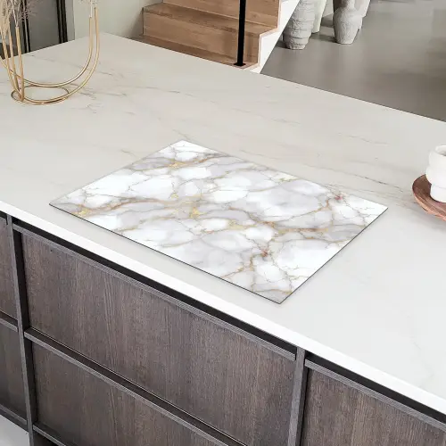 Wit - Goud - Marmer - Grijs Inductie beschermer vinyl 3mm klein 276 -sfeer8