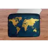 Wereldkaart - Goud - Donkerblauw laptophoes neopreen klein -tafel