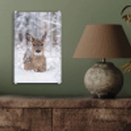 Hert - Sneeuw - Bos - Dieren - Vertederend plexiglas 5mm klein -sfeer3