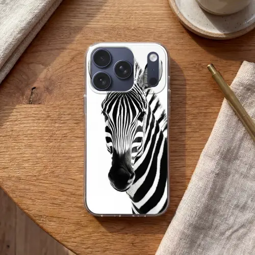 Zebra - Close-up - Zwart - Strepen Telefoonhoesje iPhone 17 Pro klein -sfeer1