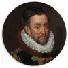 Willem van Oranje - Schilderij van Adriaen Thomasz. Wandcirkel kunststof plaat 5mm dik klein -3d