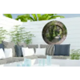 Bos - Stenen - Doorkijk - Pad - Blauwe regen Wandcirkel tuinposter met ringen klein -buiten2