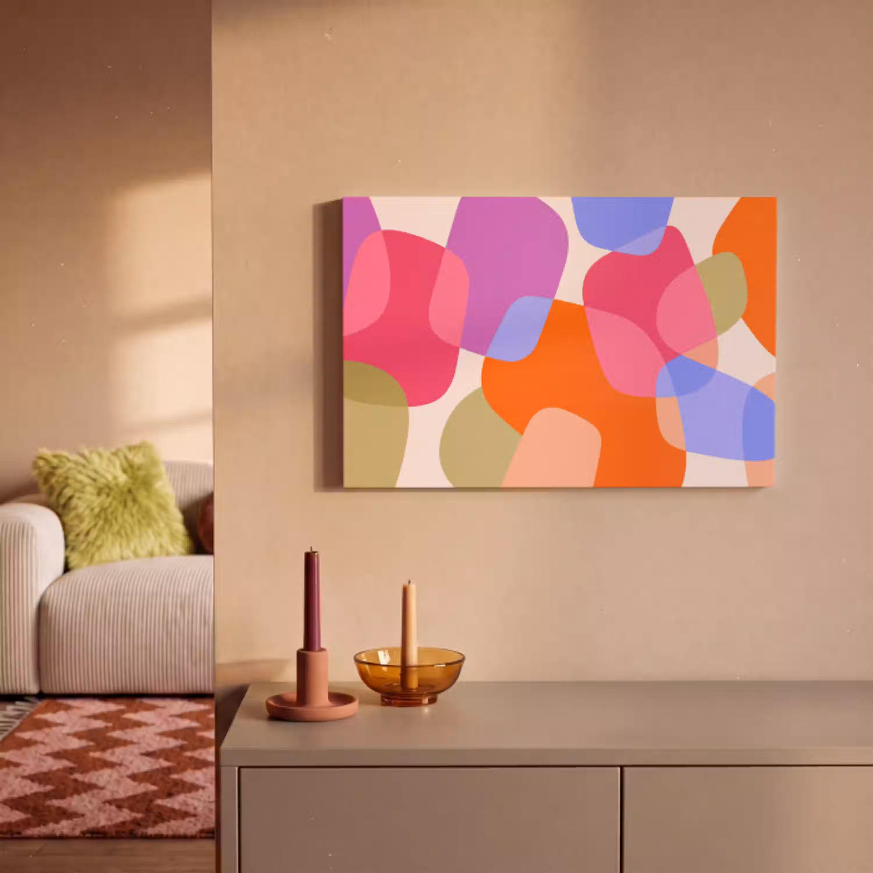 Abstract - Vormen - Modern - Kleurrijk canvas 2cm klein -sfeer1