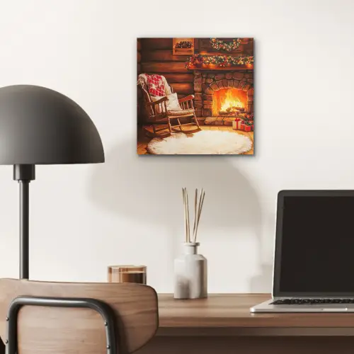 Winter - Kerst - Huis - Openhaard aluminium wit klein -sfeer5