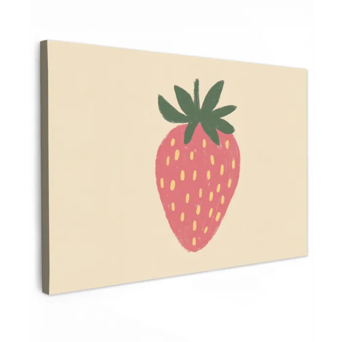 Aardbei - Minimalistisch - Rood - Fruit canvas 2cm klein -z3d