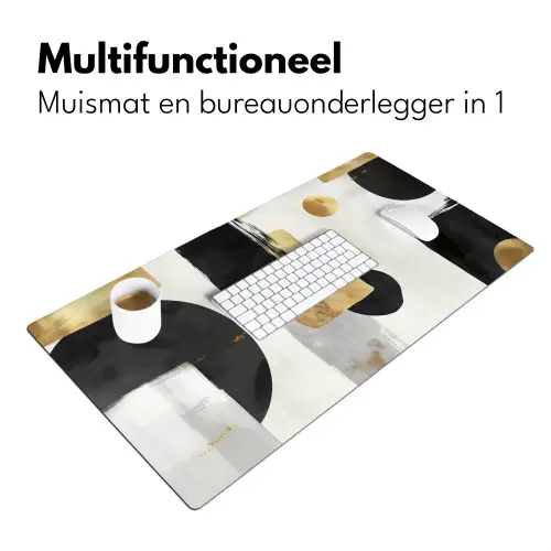 Goud - Rechthoeken - Cirkels - Abstract Muismat XXL klein -sfeer4