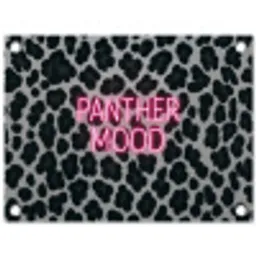 Panterprint - Zwart - Neonletters - Roze tuinposter los doek klein -3d