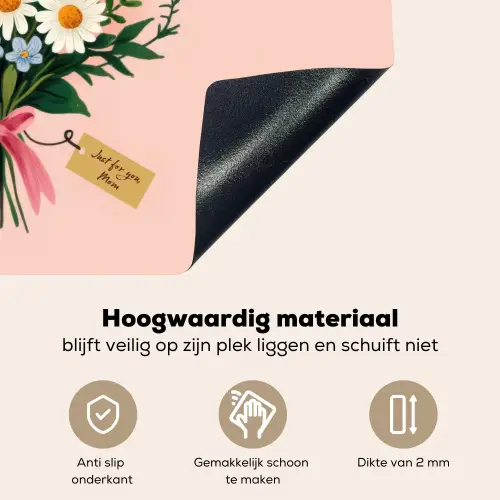 Margrieten - Boeket - Strikje - Roze Inductie beschemer met haakjes klein -ky-onderkant-nl