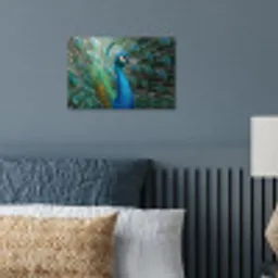 Pauw - Veren - Blauw poster papier klein -sfeer2
