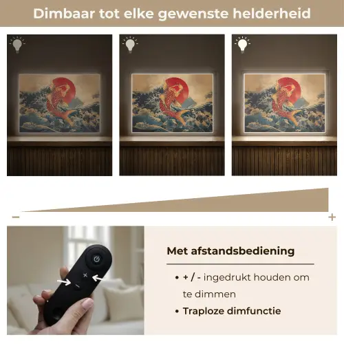 Koi - Zee - Golven - Zon Light Box met batterij (Wandlamp) middel -USP_dimbaarNL