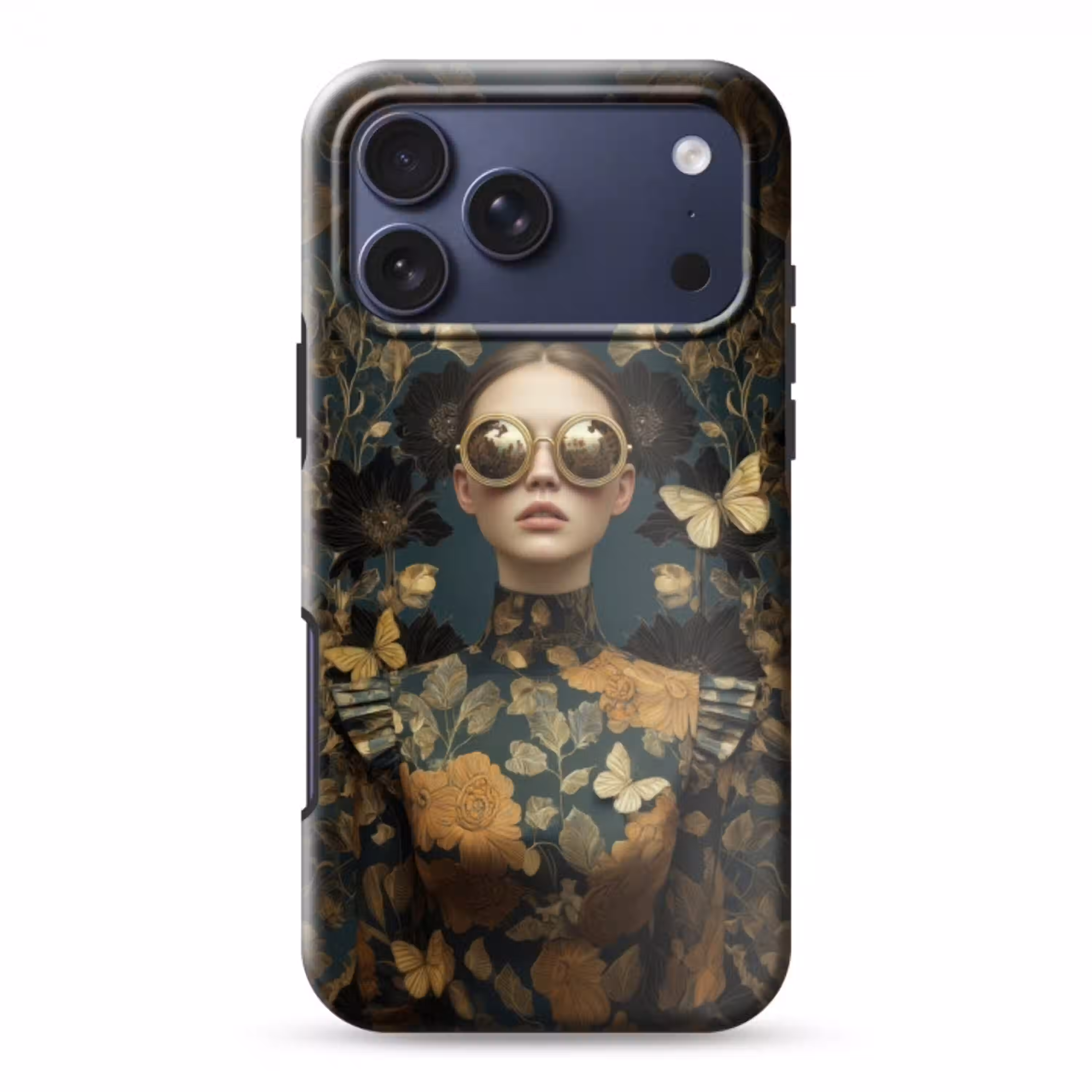 Vrouw - Bladeren - Goud - Vlinders Toughcase MagSafe Apple iPhone 17 Pro Max klein -3d