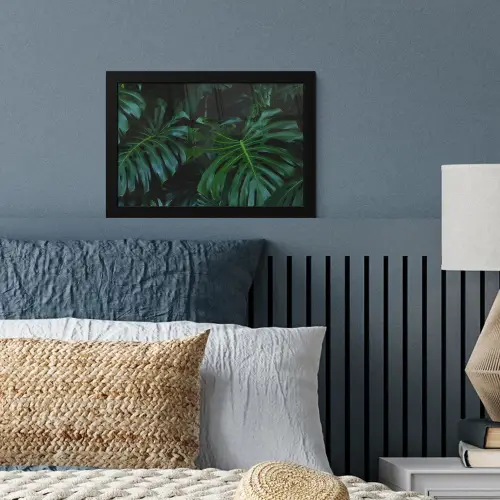 Monstera - Bladeren - Tropisch - Jungle fotolijst zwart zonder passe partout klein -sfeer3