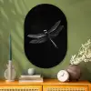 Libelle - Dieren - Zwart - Insect Wandcirkel Ovaal Glas middel -sfeer2