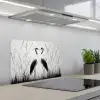 Kraanvogels - Gras - Hartvorm - Zwart keuken achterwand spatscherm klein -3d_schuin