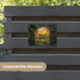 Poort - Planten - Zonsondergang tuinposter los doek klein -sfeer3